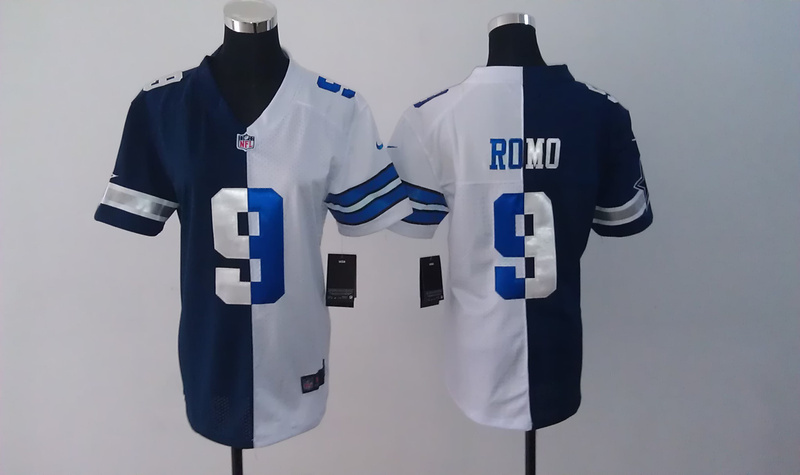Nike Cowboys 9 Romo White&Blue Women Split Elite Jerseys