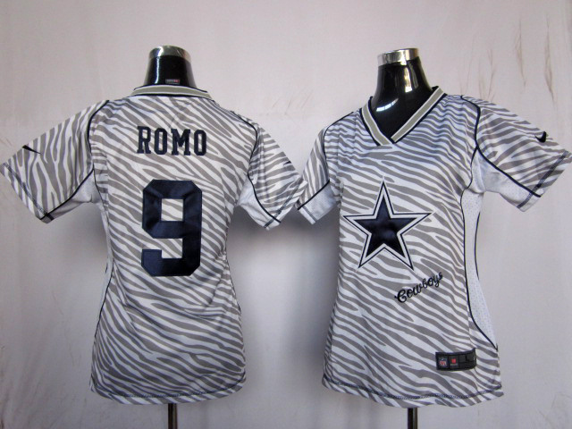 Nike Cowboys 9 Romo Women Zebra Jerseys - Click Image to Close