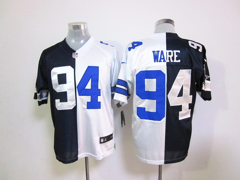 Nike Cowboys 94 Ware Blue&White Split Elite Jerseys