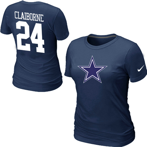 Nike Dallas Cowboys 24 CLAIBORNE Name & Number Women's T-Shirt Blue