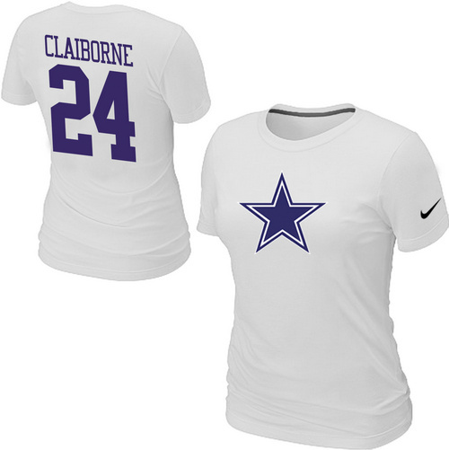 Nike Dallas Cowboys 24 CLAIBORNE Name & Number Women's T-Shirt White