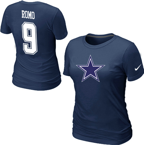 Nike Dallas Cowboys Tony Romo Name & Number Women's T-Shirt Blue