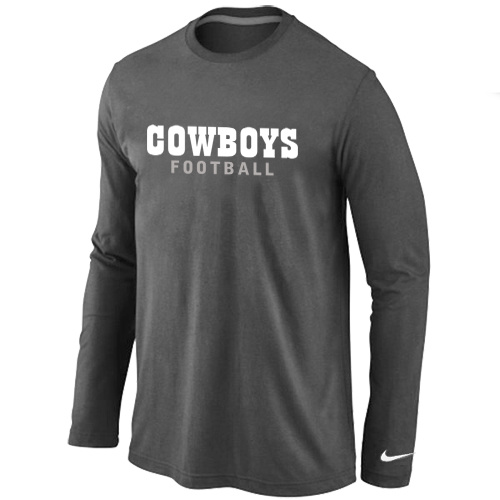 Nike Dallas Cowboys font Long Sleeve T-Shirt D.Grey