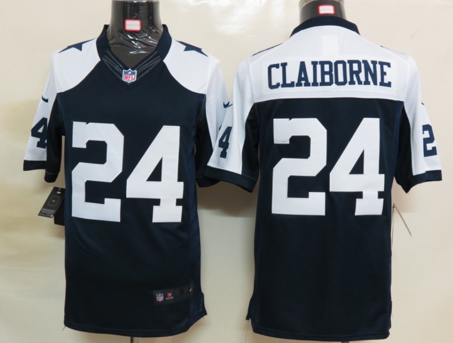 Nike Dallas cowboys 24 Claiborne Blue Thanksgiving Throwback Limited Jersey