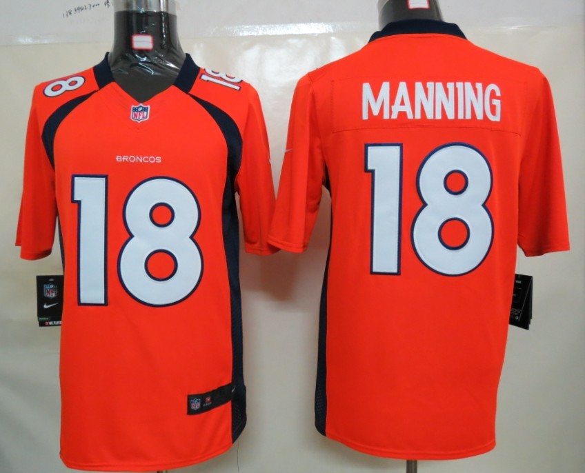 Nike Denver Broncos 18 Manning Orange Limited Jerseys - Click Image to Close