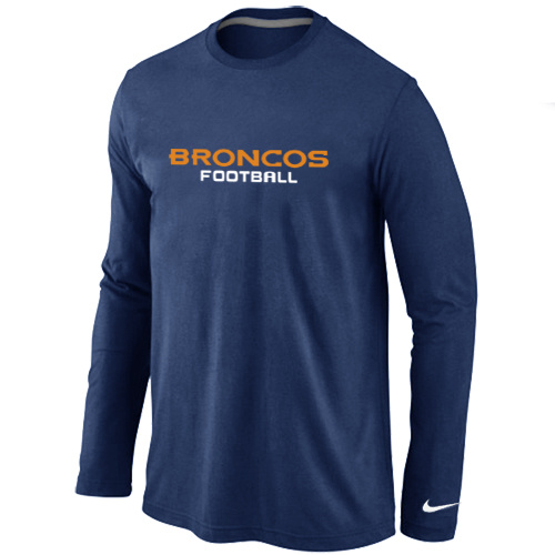 Nike Denver Broncos Authentic font Long Sleeve T-Shirt D.Blue