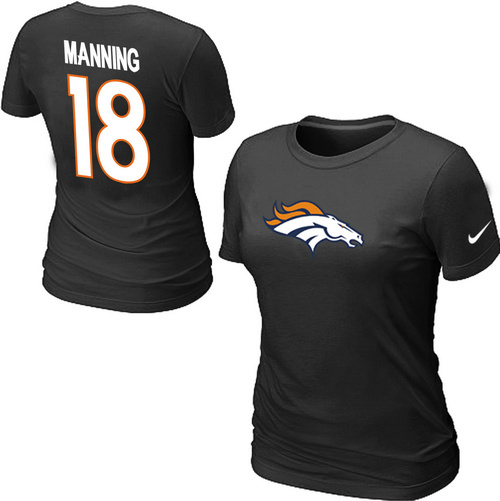 Nike Denver Broncos Peyton 18 Manning Name & Number Women's T-Shirt Black