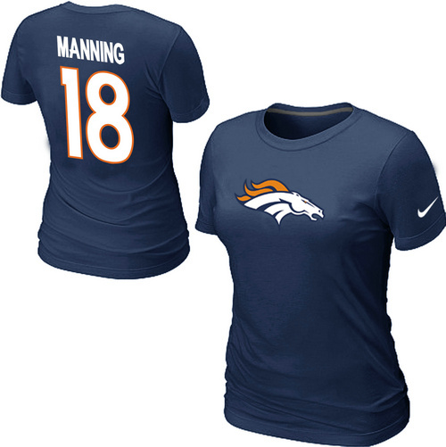 Nike Denver Broncos Peyton 18 Manning Name & Number Women's T-Shirt Blue