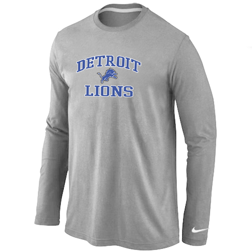 Nike Detroit Lions Heart & Soul Long Sleeve T-Shirt Grey - Click Image to Close