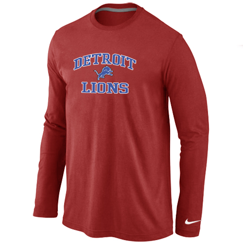 Nike Detroit Lions Heart & Soul Long Sleeve T-Shirt RED - Click Image to Close