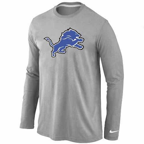 Nike Detroit Lions Logo Long Sleeve T-Shirt Grey - Click Image to Close