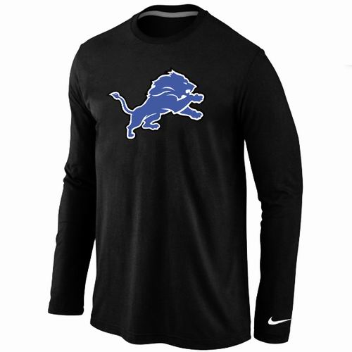 Nike Detroit Lions Logo Long Sleeve T-Shirt black - Click Image to Close