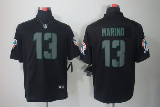 Nike Dolphins 13 Marino Black Impact Limited Jerseys