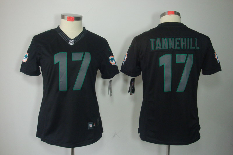 Nike Dolphins 17 Tannehill Black Impact Women Limited Jerseys