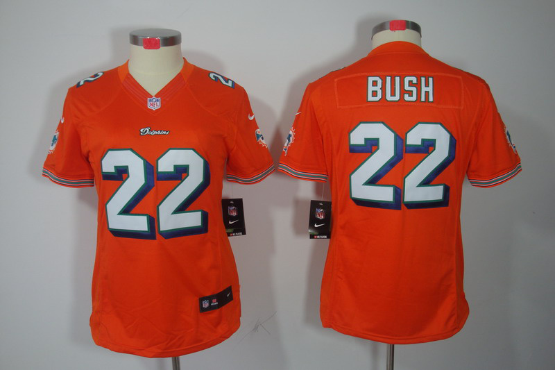 Nike Dolphins 22 Bush Orange Women Limited Jerseys