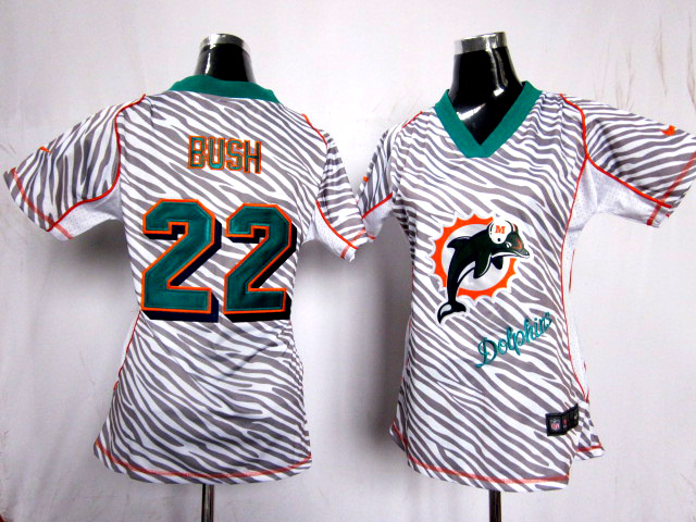 Nike Dolphins 22 Bush Women Zebra Jerseys