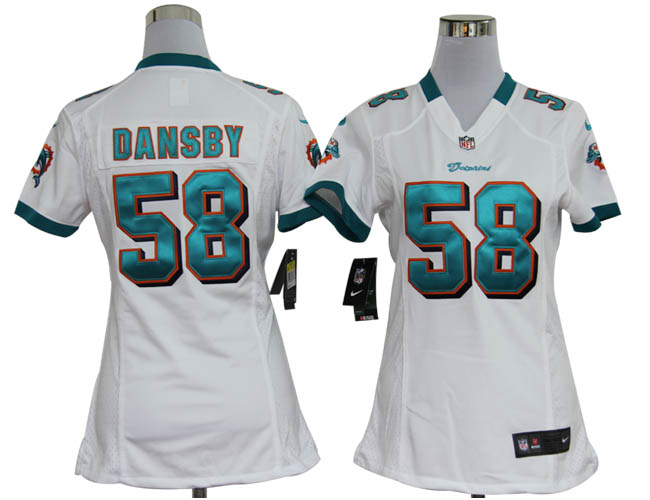 Nike Dolphins 58 DANSBY White Women Game Jerseys