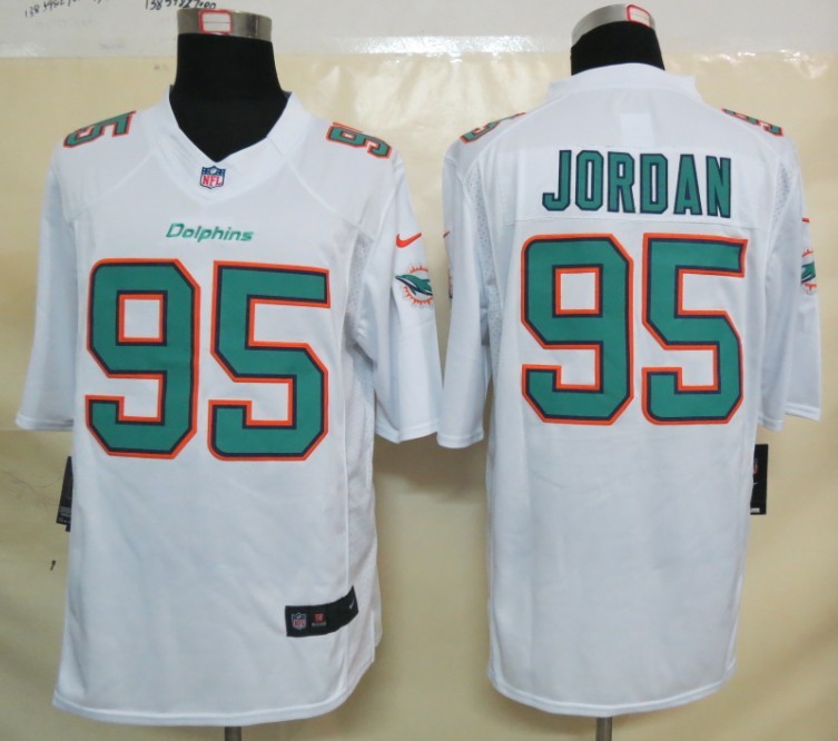 Nike Dolphins 95 Jordan White New Limited Jerseys