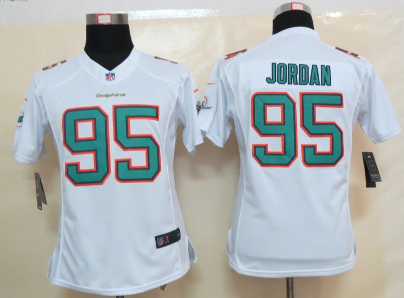 Nike Dolphins 95 Jordan White New Women Limited Jerseys