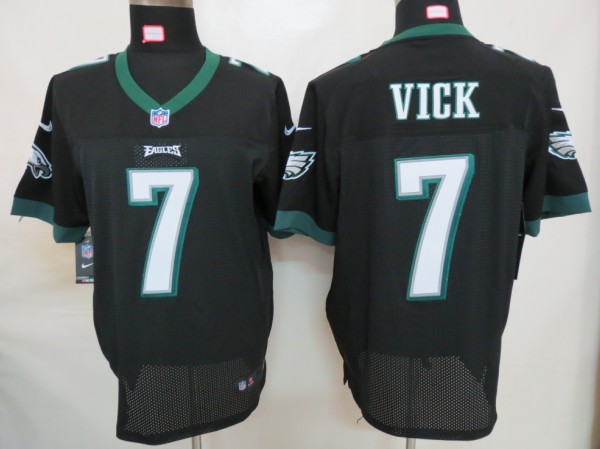 Nike Eagles 7 Vick Black Elite Jersey - Click Image to Close