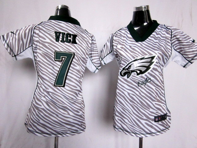 Nike Eagles 7 Vick Women Zebra Jerseys