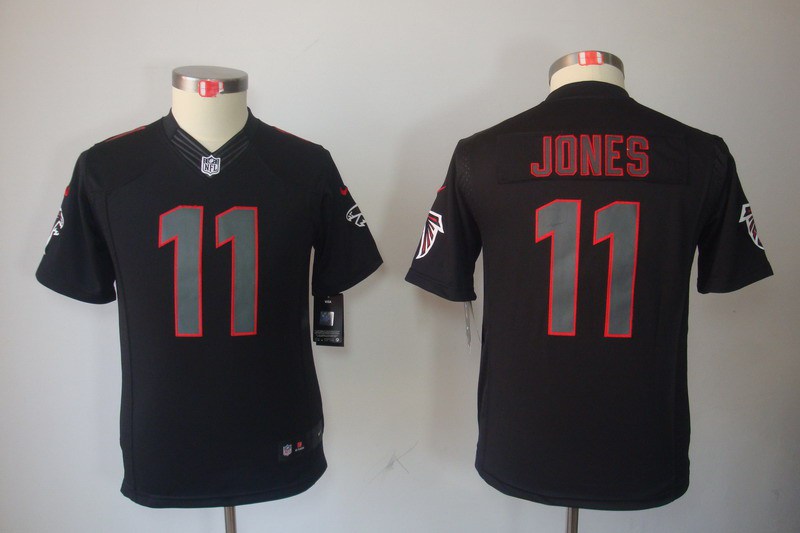 Nike Falcons 11 Jones Black Impact Kids Limited Jerseys