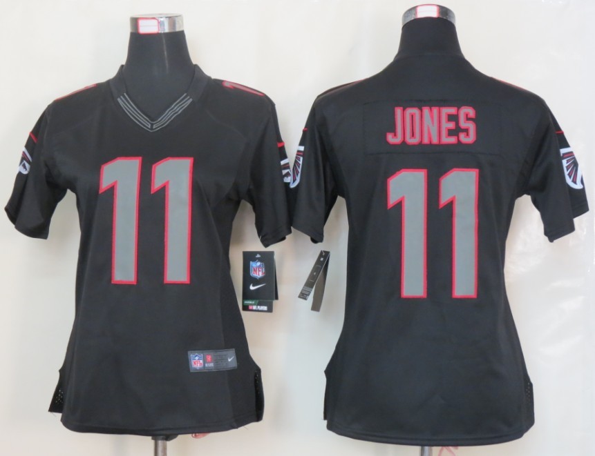 Nike Falcons 11 Jones Black Impact Women Limited Jersey