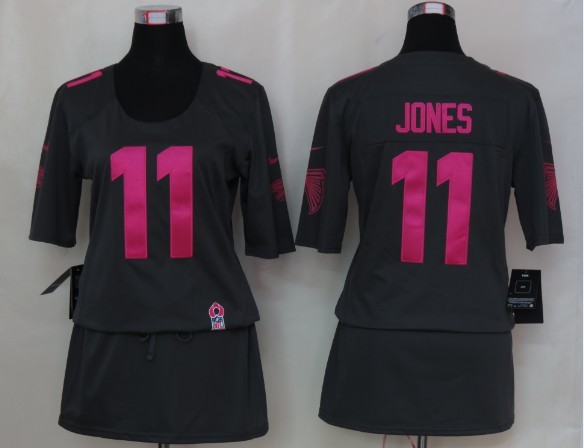 Nike Falcons 11 Jones Elite breast Cancer Awareness Dark Grey Women Jerseys