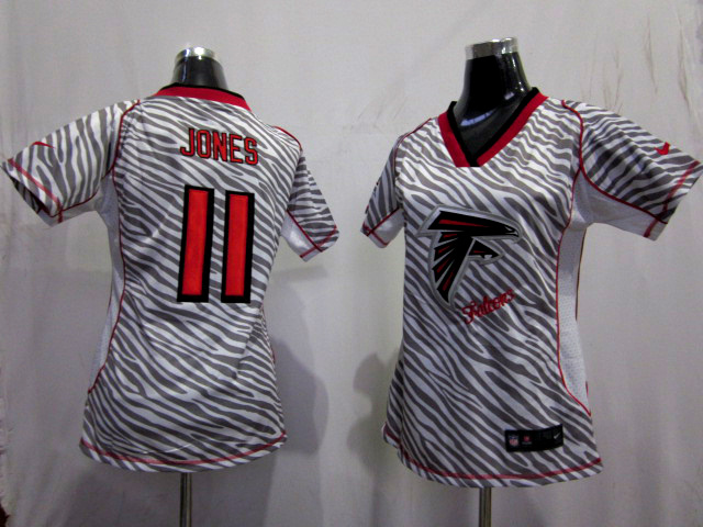 Nike Falcons 11 Jones Women Zebra Jerseys