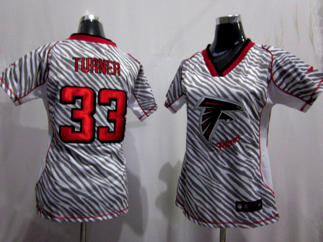 Nike Falcons 33 Turner Women Zebra Jerseys