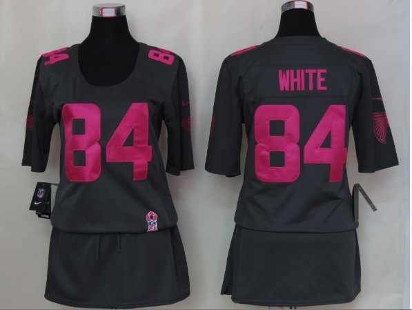 Nike Falcons 84 White Elite breast Cancer Awareness Dark Grey Women Jerseys