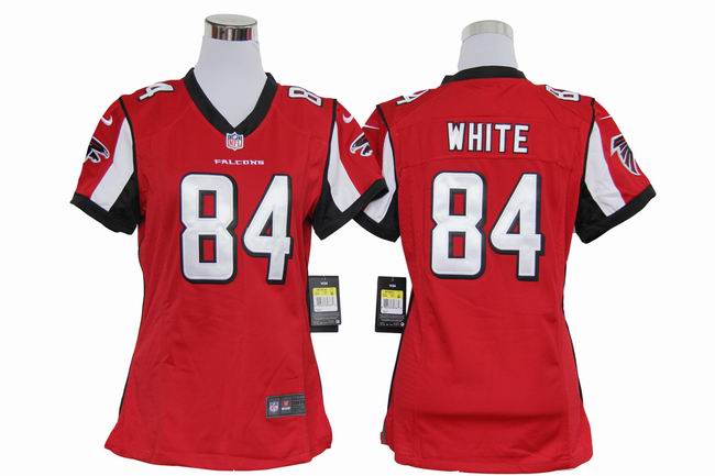 Nike Falcons 84 White Red Women Game Jerseys