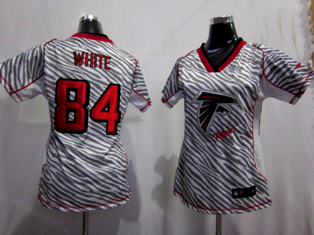 Nike Falcons 84 White Women Zebra Jerseys