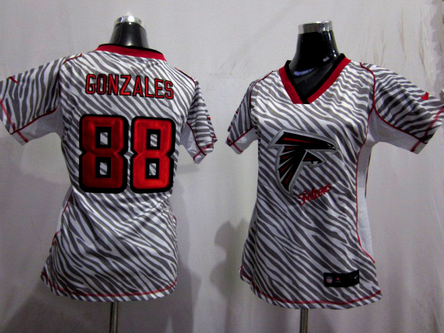Nike Falcons 88 Gonzales Women Zebra Jerseys