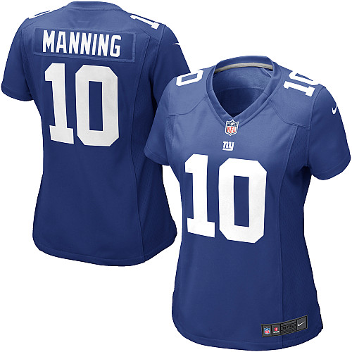 Nike Giants 10 Eli Manning Blue Women Game Jersey