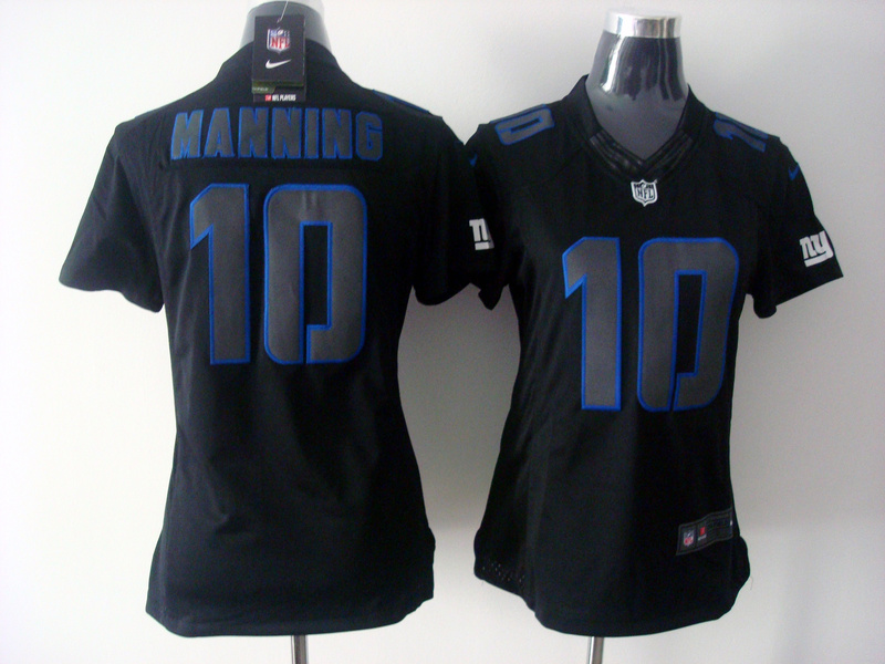 Nike Giants 10 Manning Black Impact Women Limited Jerseys