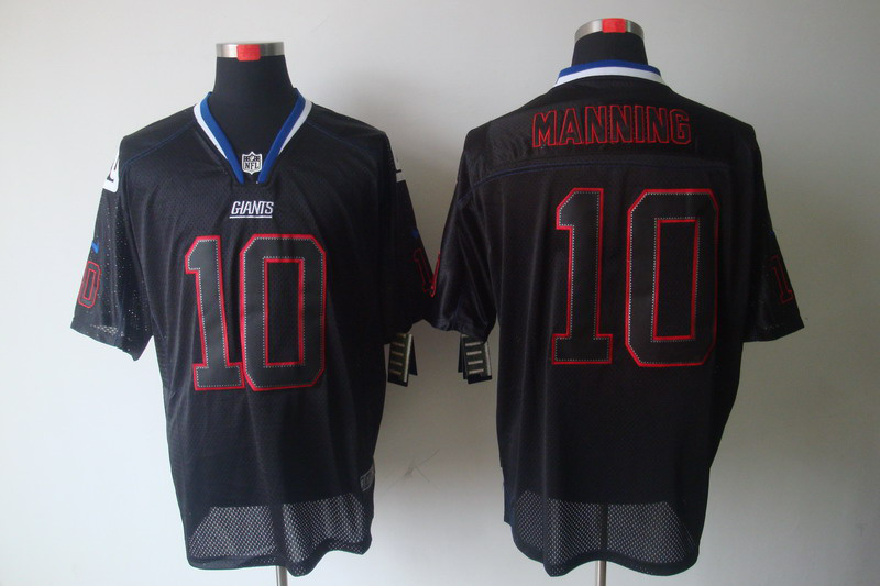 Nike Giants 10 Manning Black Shadow Elite Jerseys