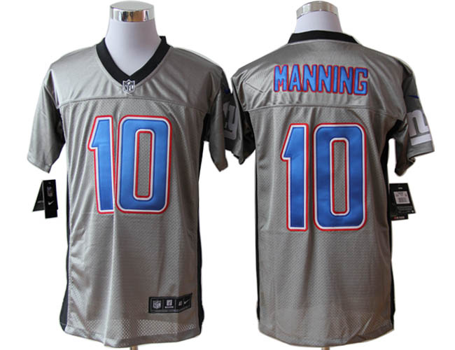 Nike Giants 10 Manning Grey Shadow Elite Jerseys