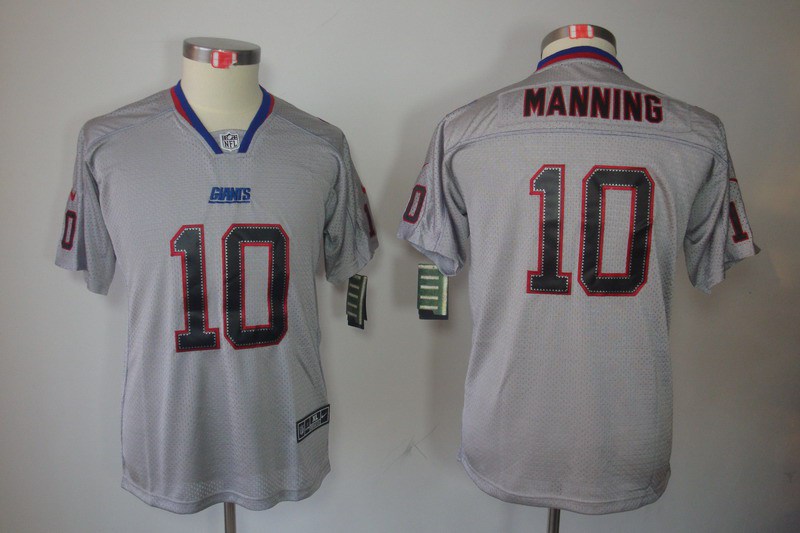 Nike Giants 10 Manning Lights Out Grey Elite Kids Jerseys
