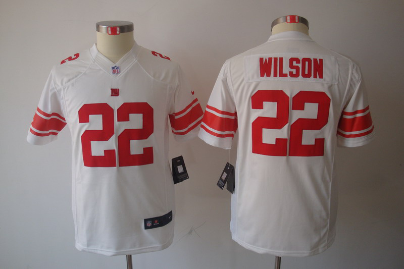 Nike Giants 22 Wilson White Kids Limited Jerseys - Click Image to Close