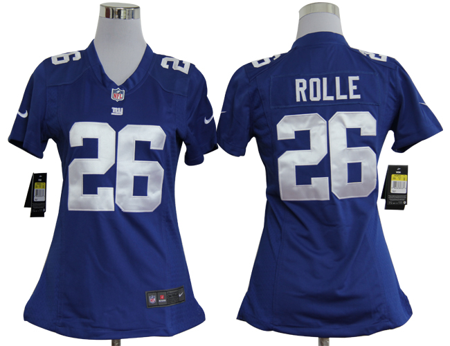Nike Giants 26 ROLLE Blue Women Game Jerseys