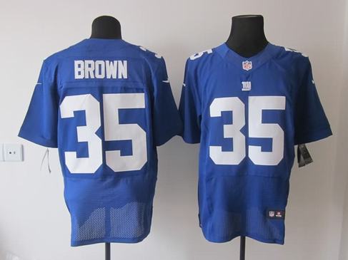 Nike Giants 35 Brown Blue Elite Jerseys