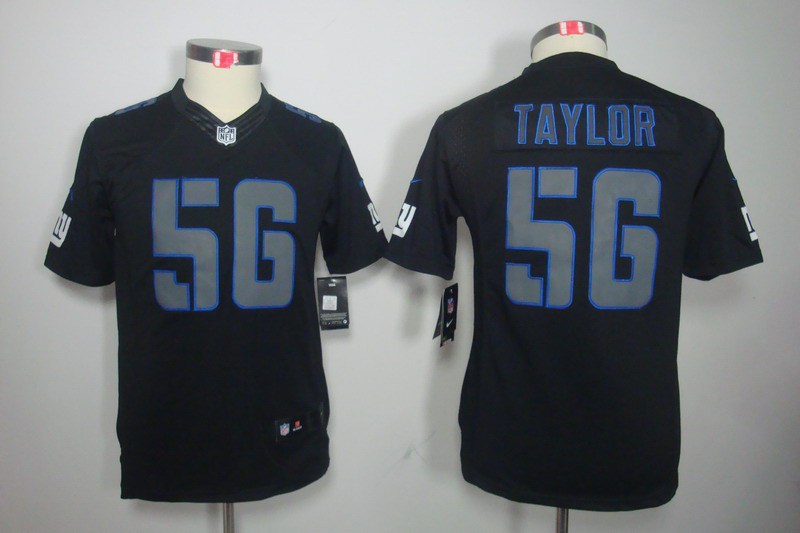 Nike Giants 56 Taylor Black Impact Kids Limited Jerseys