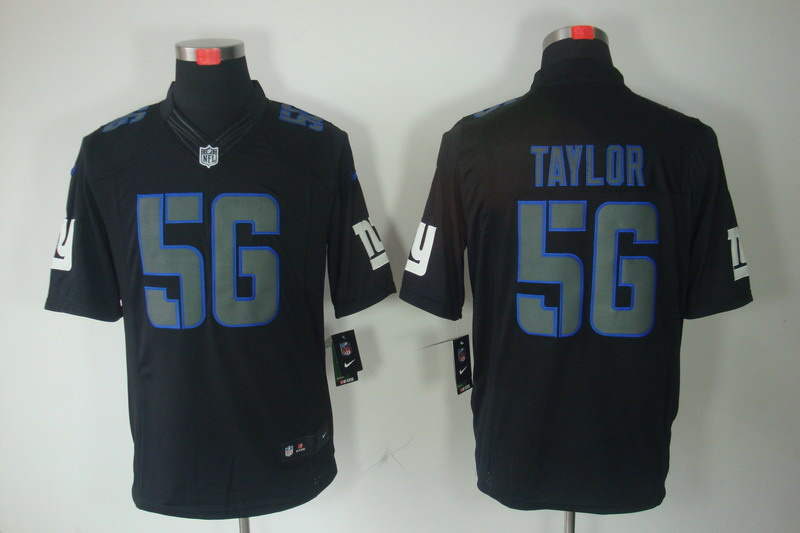 Nike Giants 56 Taylor Black Impact Limited Jerseys