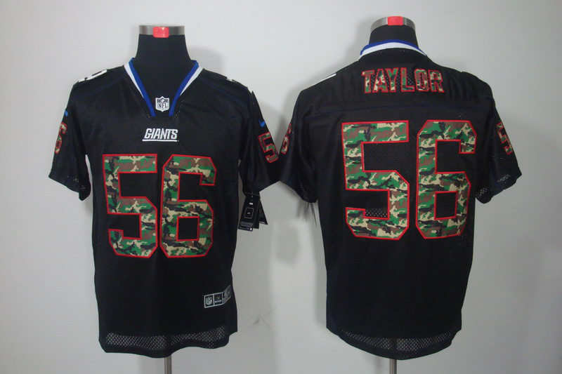 Nike Giants 56 Taylor Camo Number Black Elite Jerseys