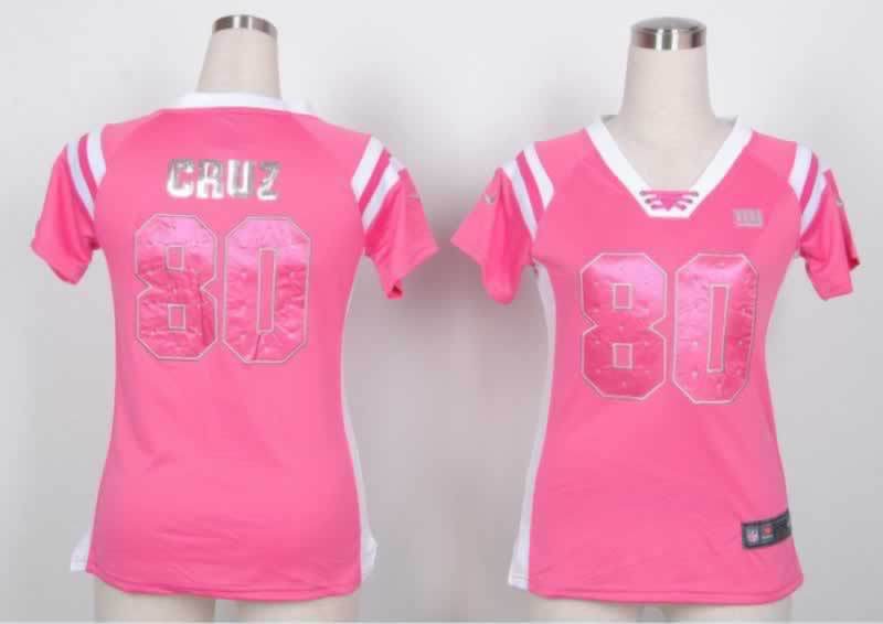 Nike Giants 80 Cruz Pink Women's Handwork Sequin lettering Fashion Jerseys