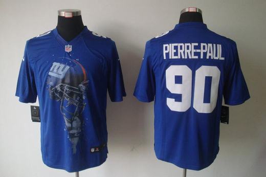 Nike Giants 90 Pierre-Paul Blue Helmet Tri-Blend Limited Jerseys