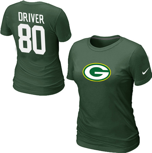 Nike Green Bay Packers 80 Donald Driver Name & Number Women's T-Shirt Green