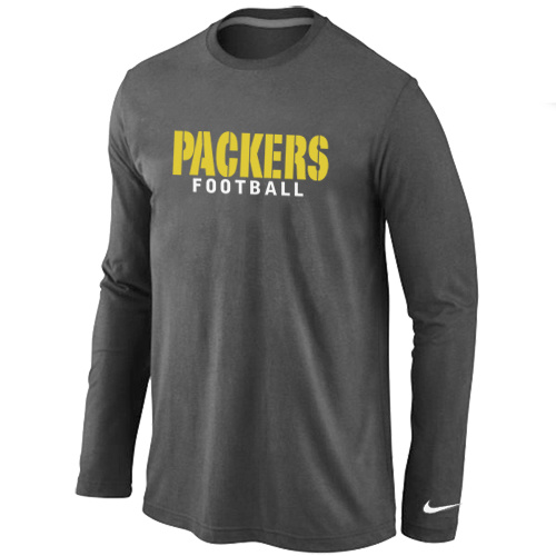 Nike Green Bay Packers font Long Sleeve T-Shirt D.Grey