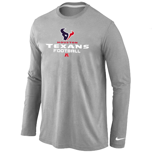 Nike Houston Texans Critical Victory Long Sleeve T-Shirt Grey - Click Image to Close
